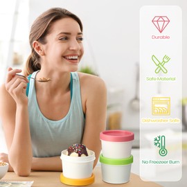 Teenyyou 50 Pack Mini Ice Cream Containers with Lids 3oz Freezer Storage Tub Homemade Ice Cream Container Reusable LeakProof Plastic Dessert Bowls for Gelato Sorbet