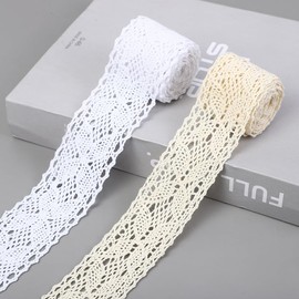 GorinsKani - Cinta de encaje de 10 yardas de 1.5 pulgadas, encaje de algodón, ribete clásico para coser muñecas, ropa, suministros de manualidades de boda (blanco A)