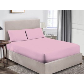 Extra Deep Bedding 100% Extra deep Fitted Sheets 16" 40CM Egyptian Cotton 200TC 15 Colours Single Double King Super King (Super King, Pink)