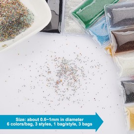 OLYCRAFT 78g 18 Colors Mini Glass Bubble Beads Micro Glass Beads Mini Bubble Ball Beads No Hole Round Nail Art Beads Nail Art Decoration Accessories for Resin Crafting Nail Arts -32g/Color