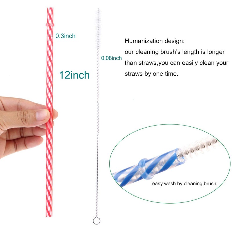 Dakoufish 12 Piece 12 Inch Reusable Plastic Thick Drinking Straws