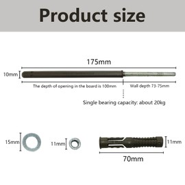 Floating Shelf Brackets, Pack of 10 Concealed Brackets, Shelf Brackets, Invisible Wall Brackets, Bracket for Floating Bookshelves or Wall Shelves (Diameter 10 x 140 mm) (Diameter 10 x 100 mm)