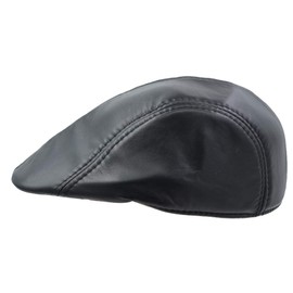 IFSUN Men's Classic Leather Cap Newsboy Golf Flat Ivy Hat Black