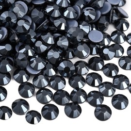 Binginbox - Diamantes de imitación Hotfix, 288 piezas de diamantes de imitación de vidrio con parte trasera plana para manualidades, ropa, decoración de bricolaje, hematita Jet SS30, 6.3-6.5 mm