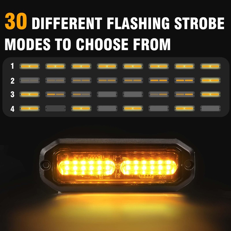 WINECO Amber 8PCS LED Strobe Lights Kit 12V 24V Sync