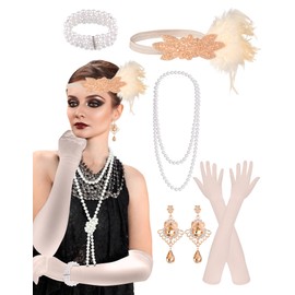 PLULON 6 Pcs 1920s Flapper Great Gatsby Accessories for Women 1920S Women Flapper Accessory Fashion Roaring 20s Costume