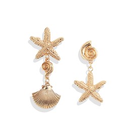 Shell Earrings for Women Starfish Earrings Gold Sea Shell Conch Dangle Earrings Seashell Earrings for Girls Beach Jewelry for Women