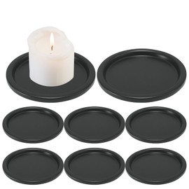 Black Iron Plate Candle Holder-Candle Plate for Pillar Candles, Elegant Decorative Candle Stand for LED & Wax Candles, Incense Cones, Spa, Weddings (8 pcs) 3.8" D x 0.2" H