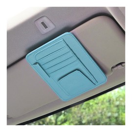 Augeny Car Sun Visor Organizer, Small Auto Visor Organizer and Storage, Registration and Document Holder, Vehicle Accessories for Sunglasses, Document, Card, Pen, Driver License (Blue)
