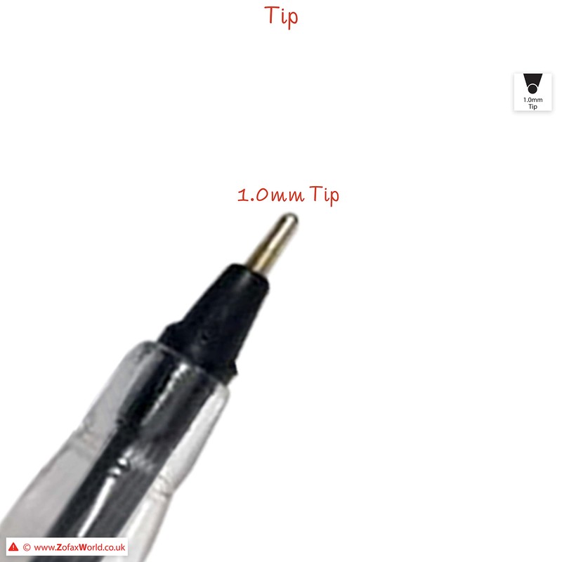 ZOFAX Trio Ballpoint Pens, BLACK, 1.0mm Medium Point, Pack of