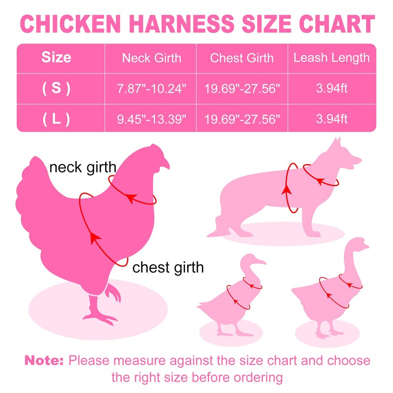 Adhafera Chicken Harness (Pink, L)