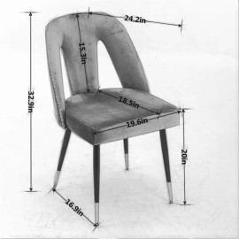 Unbranded Set of 2 Modern Velvet Upholstered Dining Chair w/Nailheads & Metal Legs-Orange