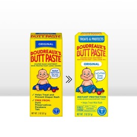 Boudreaux’s Butt Paste Diaper Rash Ointment, Baby Rash Cream Skin Protectant, Fast Relief for Diaper Rash, Soothing Barrier Cream, Original, 2 Ounce T