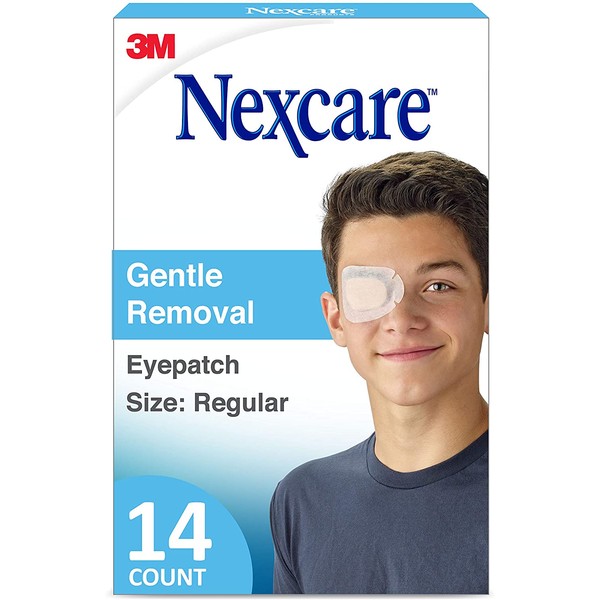 Nexcare Sensitive Skin Opticlude Eyepatch, Regular Size, Contoured for Fit, Hypoallergenic Adhesive, Designed to Help Lazy Eye, for Boys and Girls, 14 Count