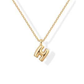 PAVOI 14K Gold Plated Dainty Chunky Bubble Initial Letter Pendant Necklace for Women | Alphabet Letter Necklace, Yellow Gold, No Gemstone