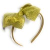 Caprilite Girls' Classic Grosgrain Ribbon Large Bow Headband (Sparkly Gold,