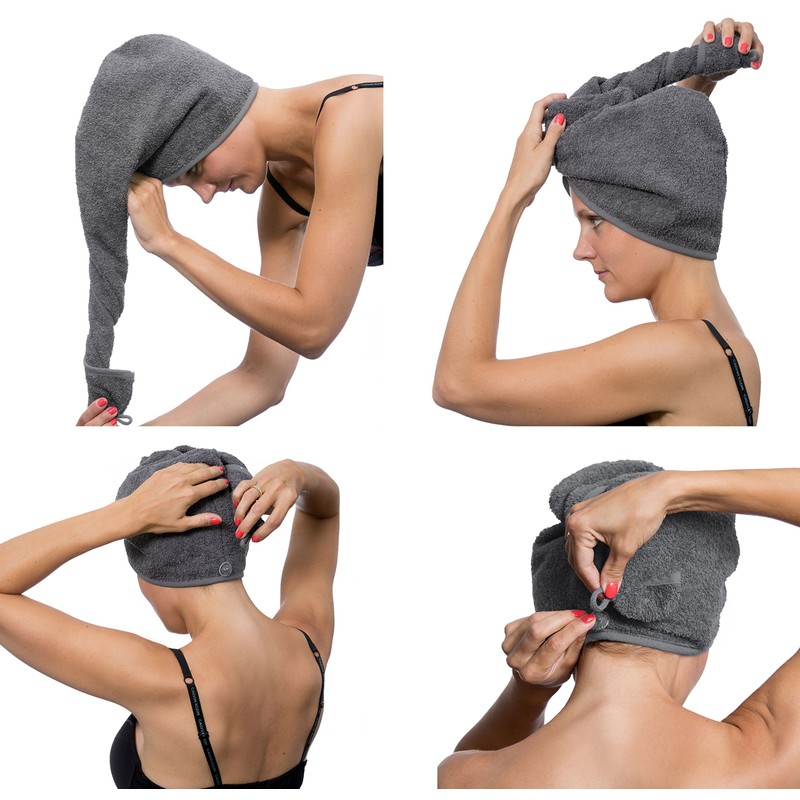 ZOLLNER Cotton Hair Turban Grey (Other Available) Button Closure