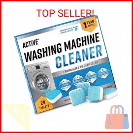 Washing Machine Cleaner Descaler 24 Pack - Deep Cleaning Tablets For HE Front Lo