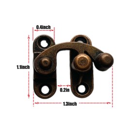 2 Pack Vintage Style Zinc Alloy Horn Latch - Antique Cabinet Lock Decorative Drawer Door Latch for Home Barn Furniture Jewelry Box - Rust-Resistant Easy Install (Red Bronze,S)