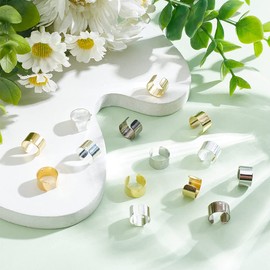 PH PandaHall 200pcs 5 Colors Brass Ear Cuff Ear Clip Wrap Earring Clip On Earrings with 1mm Hole for Non Pierced Ears, Jewelry Making Accessay