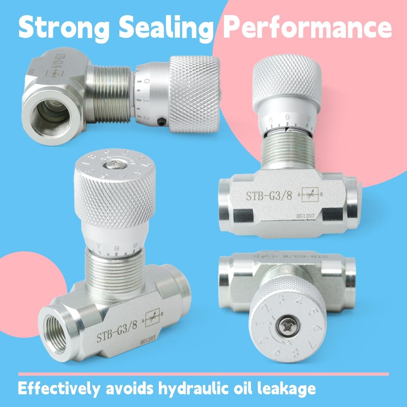 STB-G3/8 Hydraulic Flow Control Valve Compatible with Mini Excavator, 3/8"