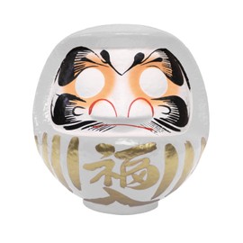 Takasaki Daruma HKDM-5-WH-10 Figurine, White, No. 5, 5.9 x 5.5 x 6.7 inches (15 x 14 x 17 cm)