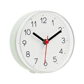 mooas 2WAY 静音 防水 浴室用時計 シャワー用時計 壁掛け時計 カチカチ音がしない静音タイプ 電池駆動型 吸盤付き壁取付型時計 キッチン時計 (アッシュグリーン)