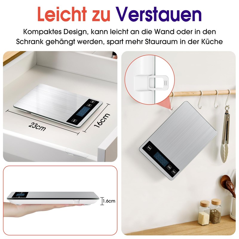 Kitchen Scales with LCD Display (White)