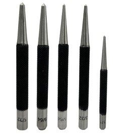 MachEl Set of 5 Round Head Centre with Center Punches, Essential Hand Tools for Metal and Wood Working tasks