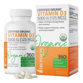 Vitamina D3 Orgánico Premium 5,000iu 360 Tabletas Eg D81