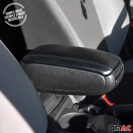 OMAC Car Armrest Center Console for Fiat 500L 2014-2017 | ABS Plastic Storage Box Elbow Support Black Leatherette | Automotive Interior Accessories