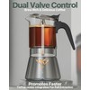 Grasseed Crystal Glass-Top Moka Pot, Brushed Stainless Steel Stovetop Espresso