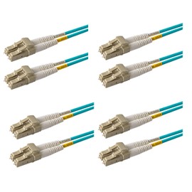 SpeedyFiberTX 4 Pack 1.5 Meter Multimode 10G OM3 50/125 Fiber Optic Patch Cable, Duplex LC to LC, Aqua Riser OFNR Cable Jacket