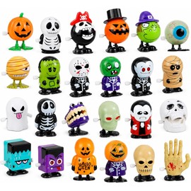 NEWKIBOU Surtido 24 juguetes Halloween con cuerda – Surtido de Figuras, Rellenos para bolsas de golosinas, premios y recuerdos de fiesta
