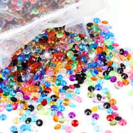 Diamond Decoration, Pack of 2000 Colourful Acrylic Crystal Stones with Organza Bag, Brilliant Confetti for Wedding Table Party (6 mm, Approx. 24 Colours)