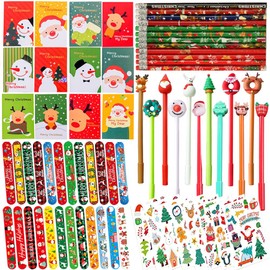ZDQC 68-Piece Christmas Stationery, Christmas Party Bag Set, Christmas Stationery Set, Party Toy Set, Christmas Children's Party Gifts, Children's Birthday Party Bag Christmas
