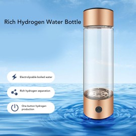 Hydrogen Water Generator, 410ML Hydrogen Production 1200-1400PB, Hydrogenated Water Bottle with Nasal Inhalation Tube, Nanoscale Titanium Film Material, 1 Button Operation