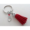 Small Korean Hand Heart Symbol & Red Heart Charm Keychain