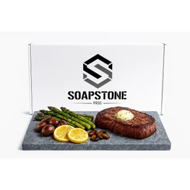 Grilling Stone by Soapstone Pros - Perfect for BBQ, Grill and Oven - Natural Non-Stick - rectangular - 16" X 8"