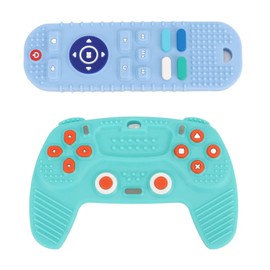 Juguetes Mordedores de Silicona con Diseño de Control Remoto, para Bebés Mayores de 6 Meses, Estimulación Sensorial, 2 Piezas                         