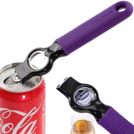 DUNLAGUE 2-Pack Magnetic Beer Bottle Opener & Soda Can Opener, 2-in-1 Bottle Opener and Can Tab Opener Tool for Bartender, Long Nails, Arthritis, Silicone Handle with Build in Magnet - Dark Purple