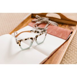 Peepers by PeeperSpecs Oprah's Favorite Women's Take a Bow Square Blue Light Blocking Reading Glasses - Chai Tortoise/Green +2.75