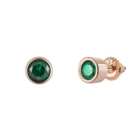 Dazzling Classic Round Birthstone Crystal Stud Earrings Jewelry in Rose Gold & 925 Sterling Silver Back Posts (Emerald May Birthstone)
