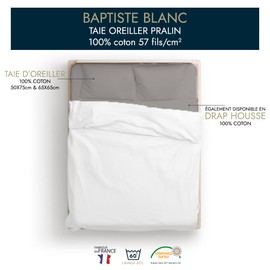 Baptiste Blanc Plain Cushion Cover 65x65cm 100% Cotton (50x75cm, Praline, 1)