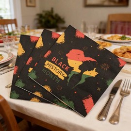 KYMY Black History Month Napkins, 96 Pcs African American February Holiday Disposable Paper Napkins, Black Pride Juneteenth BHM Party Favors for Heritage Home Dinner Table Decorations