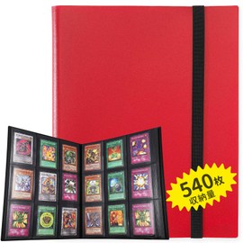 LIUDU Card File, Trading Card File, 9 Pockets, Holds 540 Cards, PP Material, Elastic Bandage Bind, Collects Card Sheets, and Other Game Cards (9 Pockets, Red)
