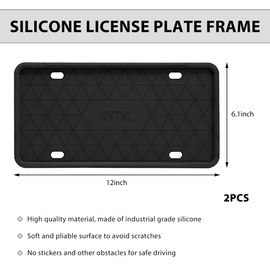 NYTKL 2 PCS Silicone License Plate Frame, Rattle-Proof US Car Tag Holder Cover with Drainage Holes, Premium Front Back Licence Plate Covers Weatherproof Frames for US Standard Cars