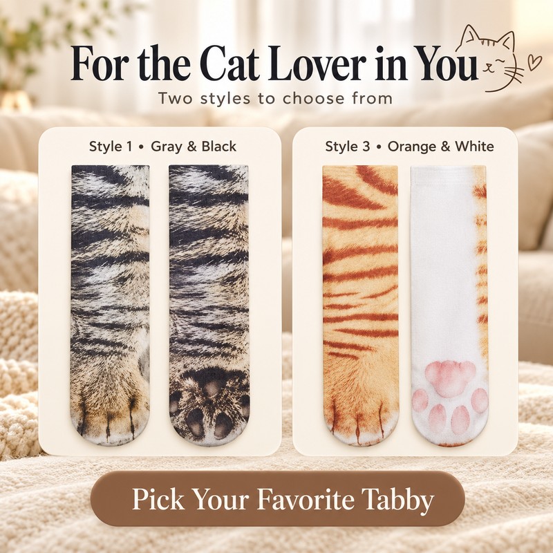 Animal Paw Socks for Playful Everyday Wear – Realistic Cat