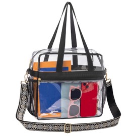 Paxiland Clear Bag for Stadium Events 12x6x12, Clear Tote Bag with Reinforced Strap, Transparent Bag for Sports Concert - Snowflake Strap