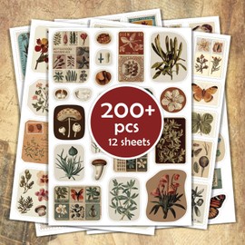 115PCS Vintage Aesthetic Stickers Journaling Supplies Aesthetic Vinyl Waterproof Decals for Junk Journal Scrapbook Planner, Kindle, Laptop (200PCS Vintage Stickers Journaling)